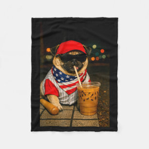 Milk coffee nightlife pug dog boy girl funny fleece blanket