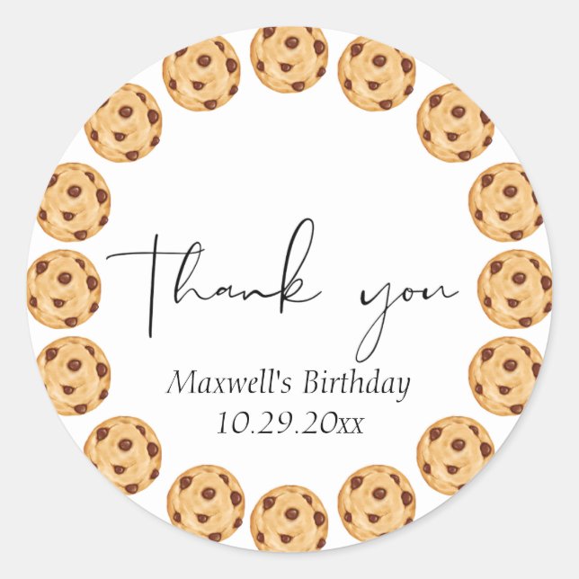 Milk & Cookie Birthday Thank You Sticker (Front)
