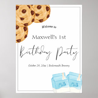 Milk & Cookie Birthday Welcome Sign