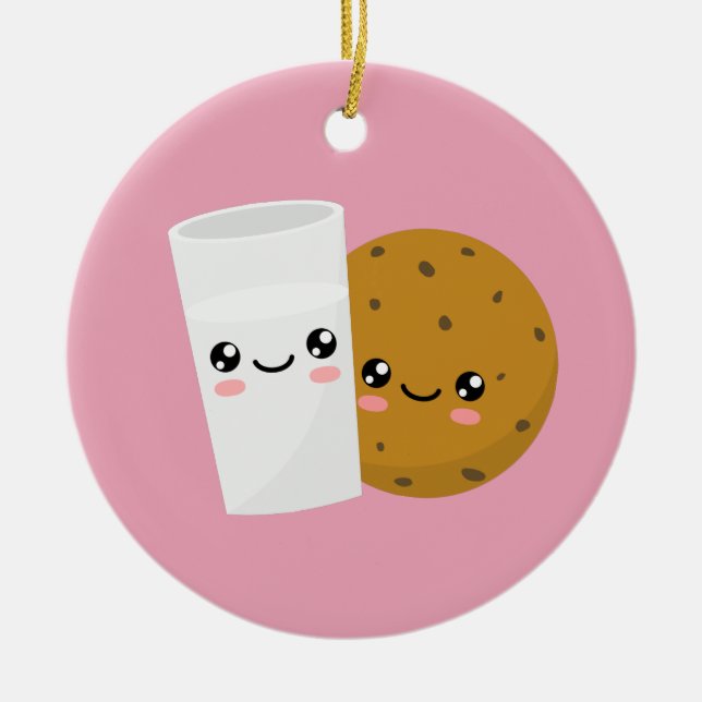 Milk & Cookie Ceramic Tree Decoration (Front)