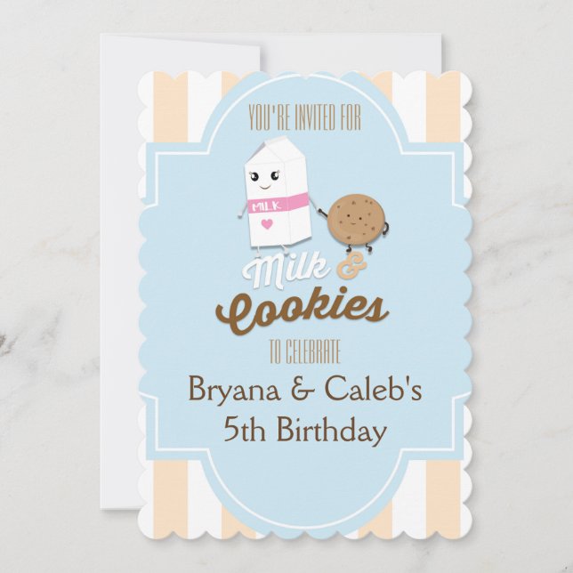 Milk & Cookie Vintage Birthday Party Invitations (Front)