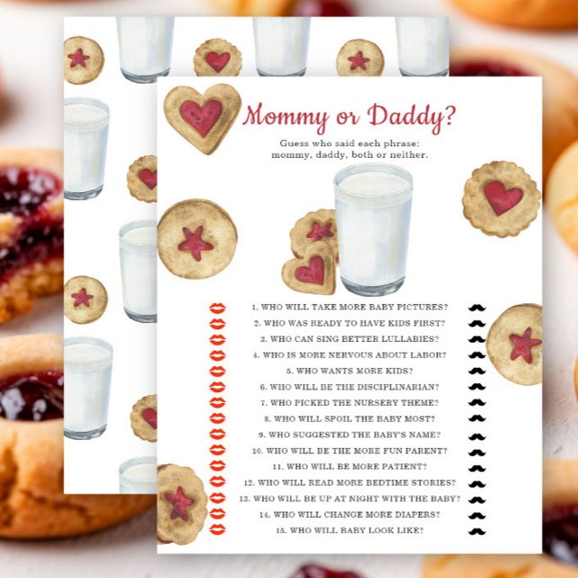Milk & cookies baby shower Mommy or daddy game (Creator Uploaded)