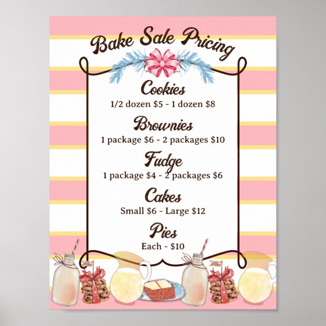 Milk cookies bake sale Christmas personalised menu Poster (Front)