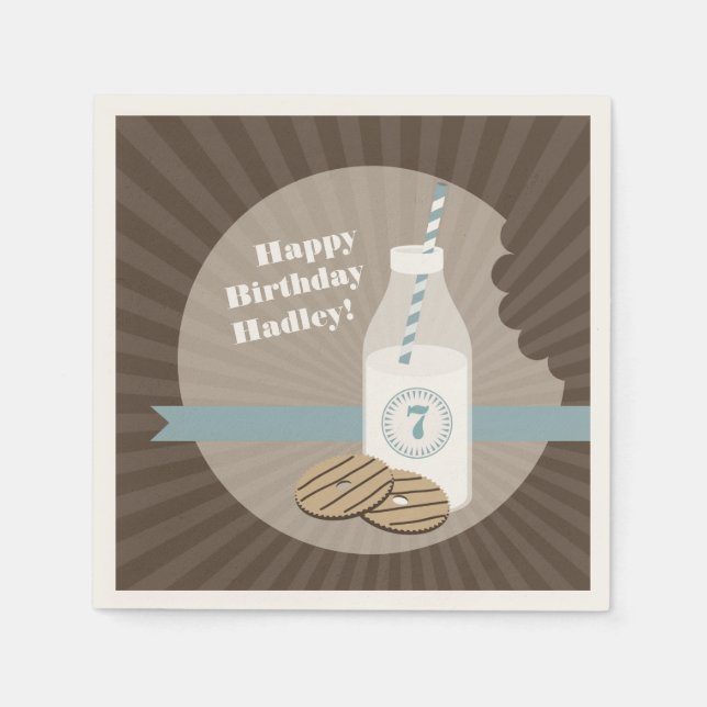 Milk + Cookies Birthday - Blue Napkin (Front)