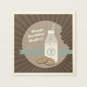 Milk + Cookies Birthday - Blue Napkin