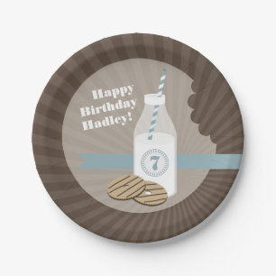 Milk + Cookies Birthday - Blue Paper Plate