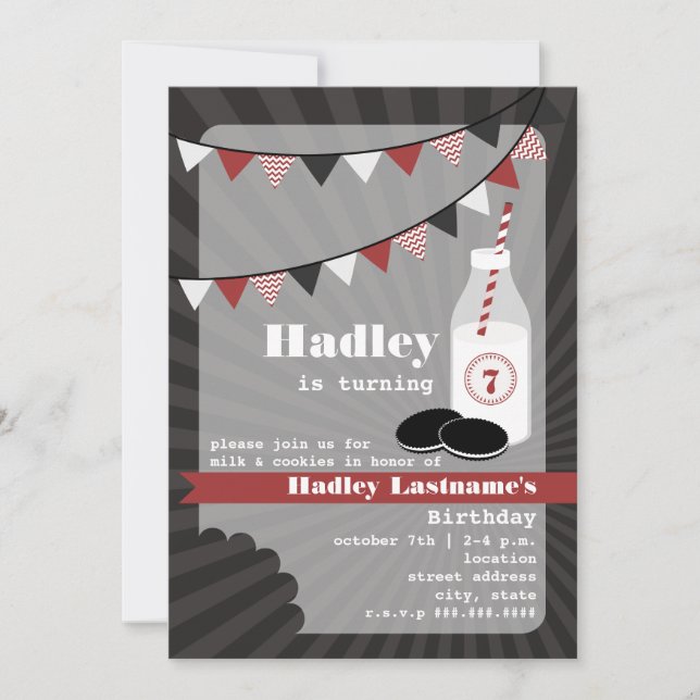 Milk & Cookies Birthday - Chocolate Cookies Invitation (Front)