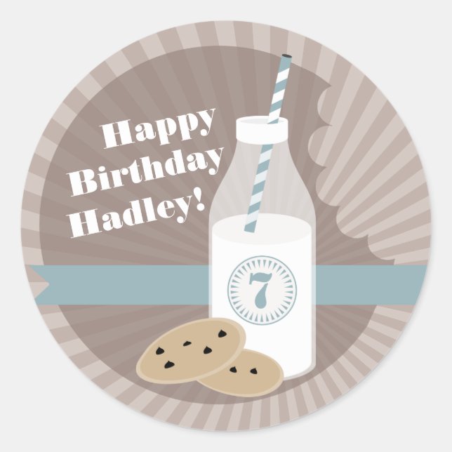 Milk Cookies Birthday Sticker Chocolate Chip Blue (Front)