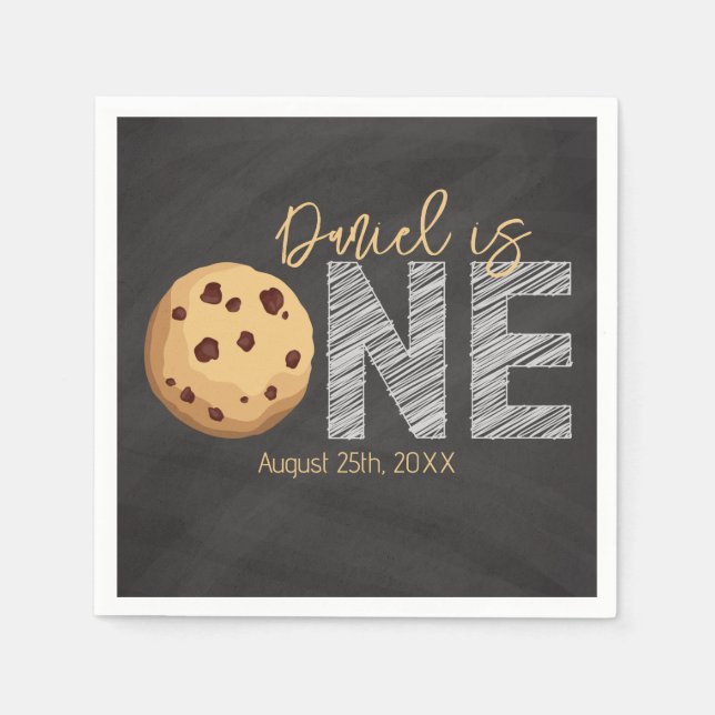 Milk & Cookies First Birthday Napkins – Sweet One  (Front)