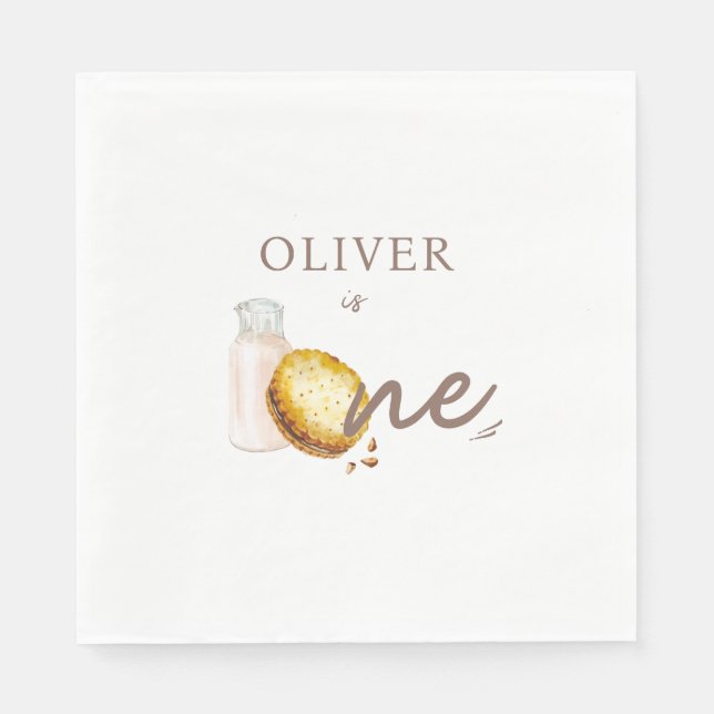 Milk & Cookies First Birthday Party Napkin (Front)