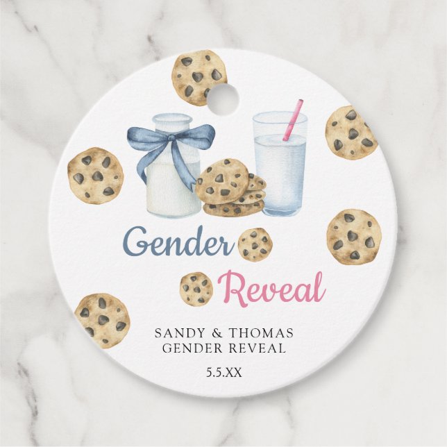 Milk & Cookies Gender Reveal Favour Tags (Front)