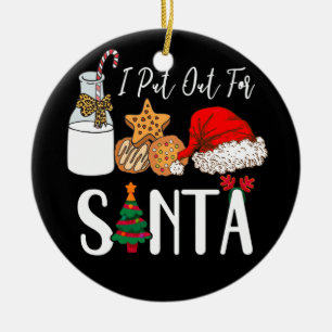 Milk Cookies Santa Hat I Put Out For Santa Christm Ceramic Tree Decoration