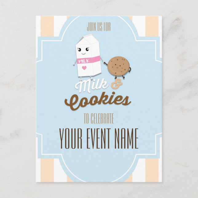 Milk & Cookies Vintage Party Event Postcard (Front)
