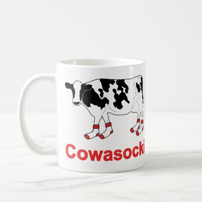 Milk Cow in Socks - Cowasocki Cow A Socky Coffee Mug (Left)