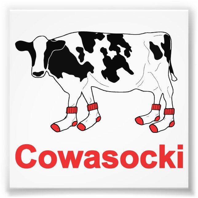 Milk Cow in Socks - Cowasocki Cow A Socky Photo Print (Front)