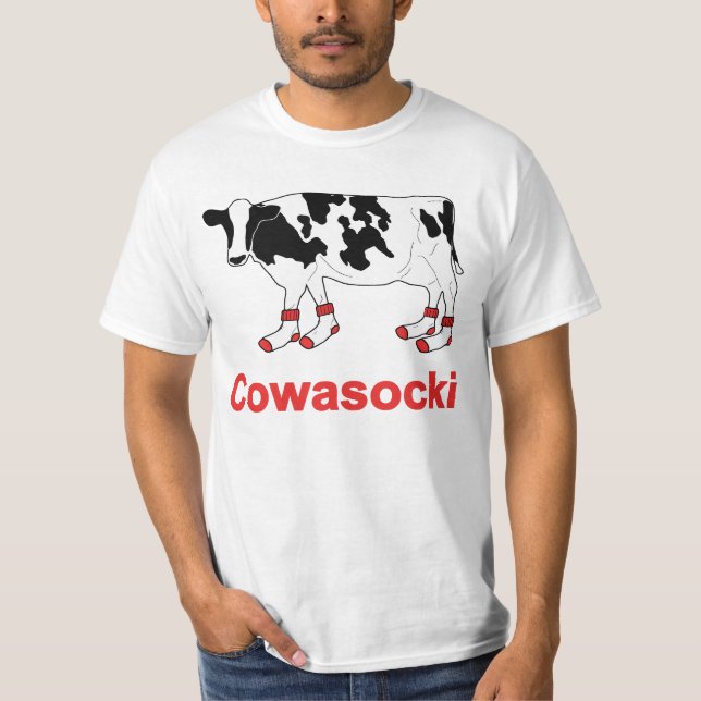 Milk Cow in Socks - Cowasocki Cow A Socky T-Shirt (Front)