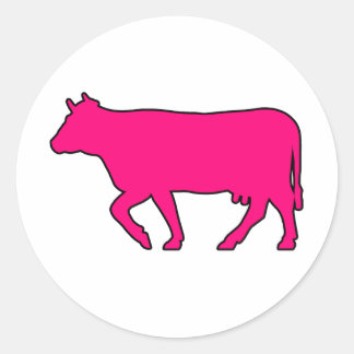 Milk Cow Silhouette Beef Cattle Moo Bull Steer Classic Round Sticker