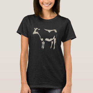 Milk Cow Silhouette Bovine Farming Animal Stencil T-Shirt