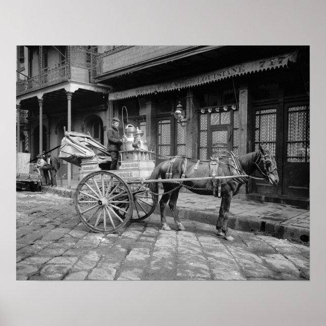 Milk Delivery Cart, 1903. Vintage Photo Poster (Front)