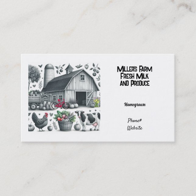 Milk Eggs and Produce Farm Business Card (Front)