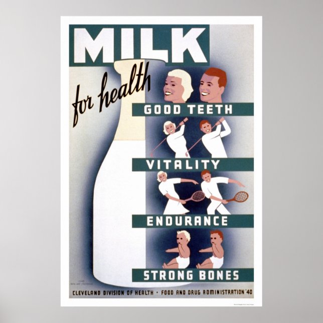 Milk For Health 1940 WPA Poster (Front)