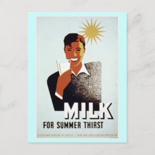 Milk for Summer Thirst Vintage Poster Postcard