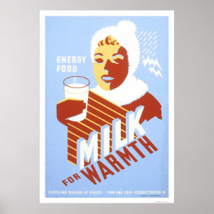 Milk For Warmth Energy 1941 WPA Poster