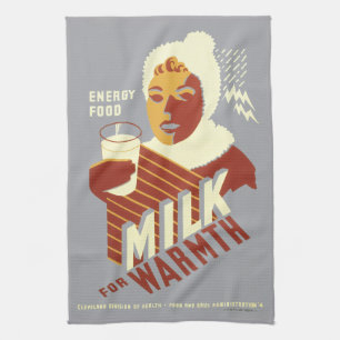 Milk for Warmth Tea Towel