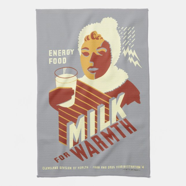 Milk for Warmth Tea Towel (Vertical)