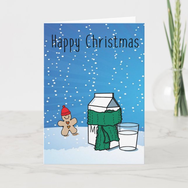 "Milk & Ginger" Funny Snow Christmas Greeting Card (Front)