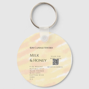 Milk honey soy candle business add q r code tex key ring
