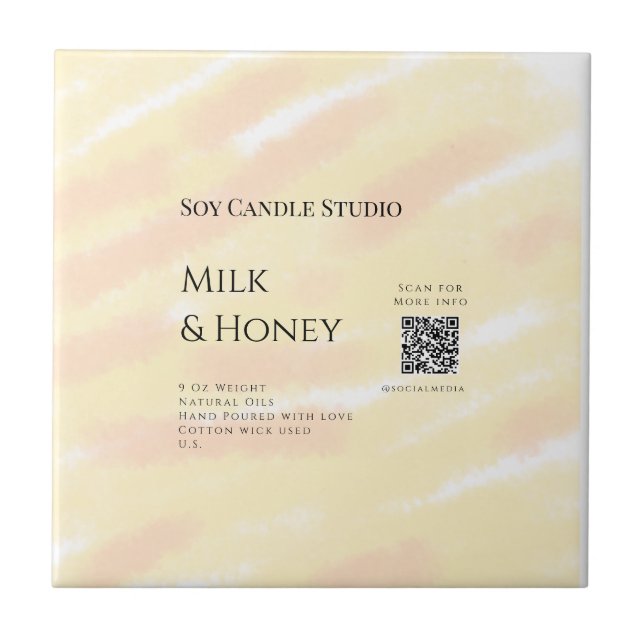 Milk honey soy candle business add q r code tex tile (Front)