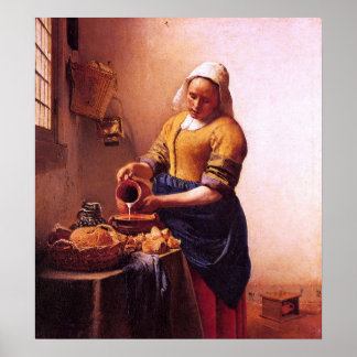 Milk maid by Johannes Vermeer Poster