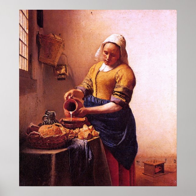 Milk maid by Johannes Vermeer Poster (Front)