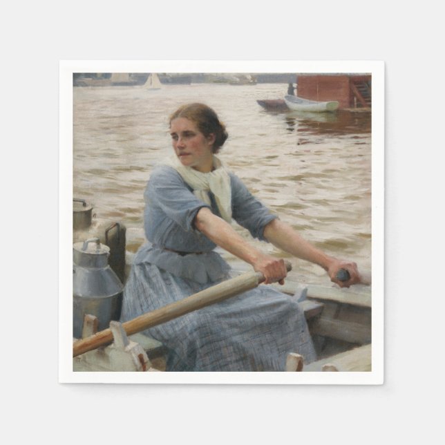 Milk Maid on a Rowing Boat (by Albert Edelfelt) Napkin (Front)