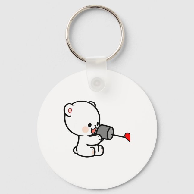 Milk Mocha Couple Valentine Design 1  Key Ring (Front)