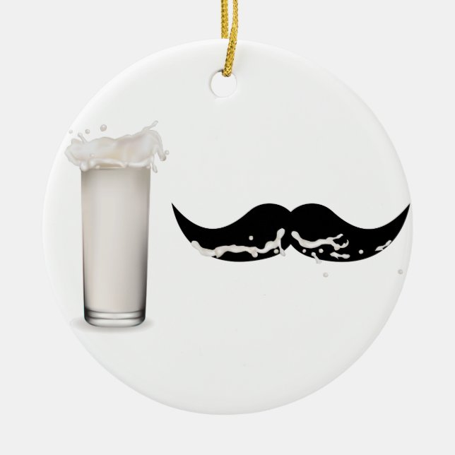 Milk Moustache Ceramic Tree Decoration (Front)