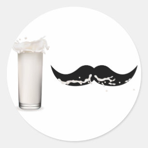 Milk Moustache Classic Round Sticker