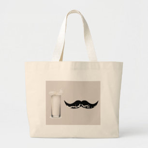 Milk Moustache Creme Large Tote Bag