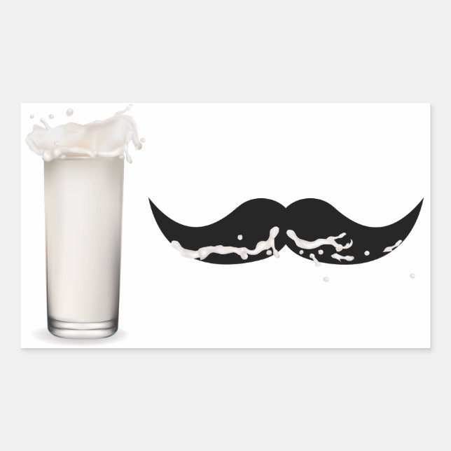 Milk Moustache Rectangular Sticker (Front)