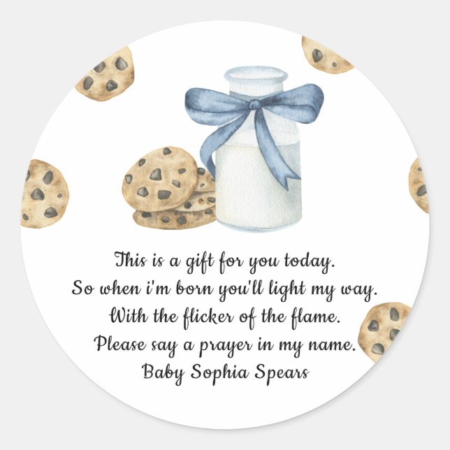 Milk ribbon bow Prayer Candle Label (Front)