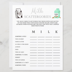 Milk Scattergories Game