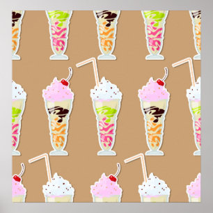 Milk Shake Fun Design on Tan Poster