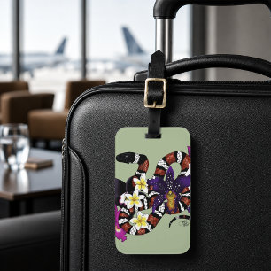Milk Snake Exotic Floral Green Luggage Tag