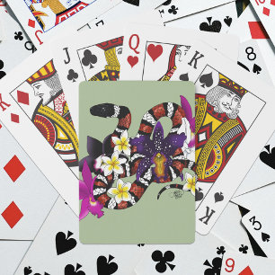 Milk Snake Exotic Floral Green Playing Cards