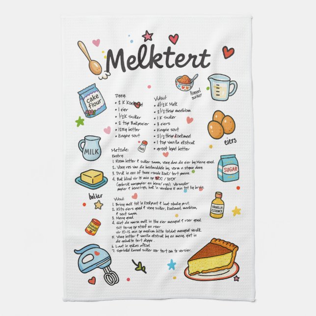 Milk tart recipe towel Afrikaans (Vertical)