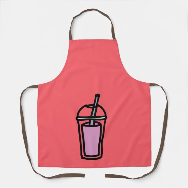 Milk Tea pink bubble tea Apron (Front)