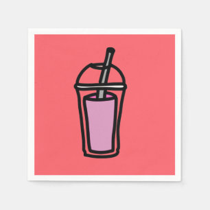 Milk Tea pink bubble tea Napkin