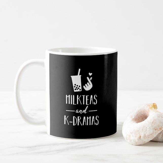 Milk Teas And K-Dramas Favourite Genre and Drink Coffee Mug (With Donut)