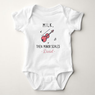 Milk Then Minor Scales - Violin Player - Violinist Baby Bodysuit